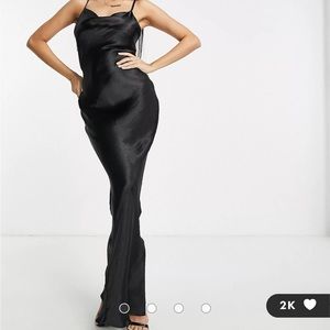 NWT ASOS Designs Black Satin Maxi Dress
